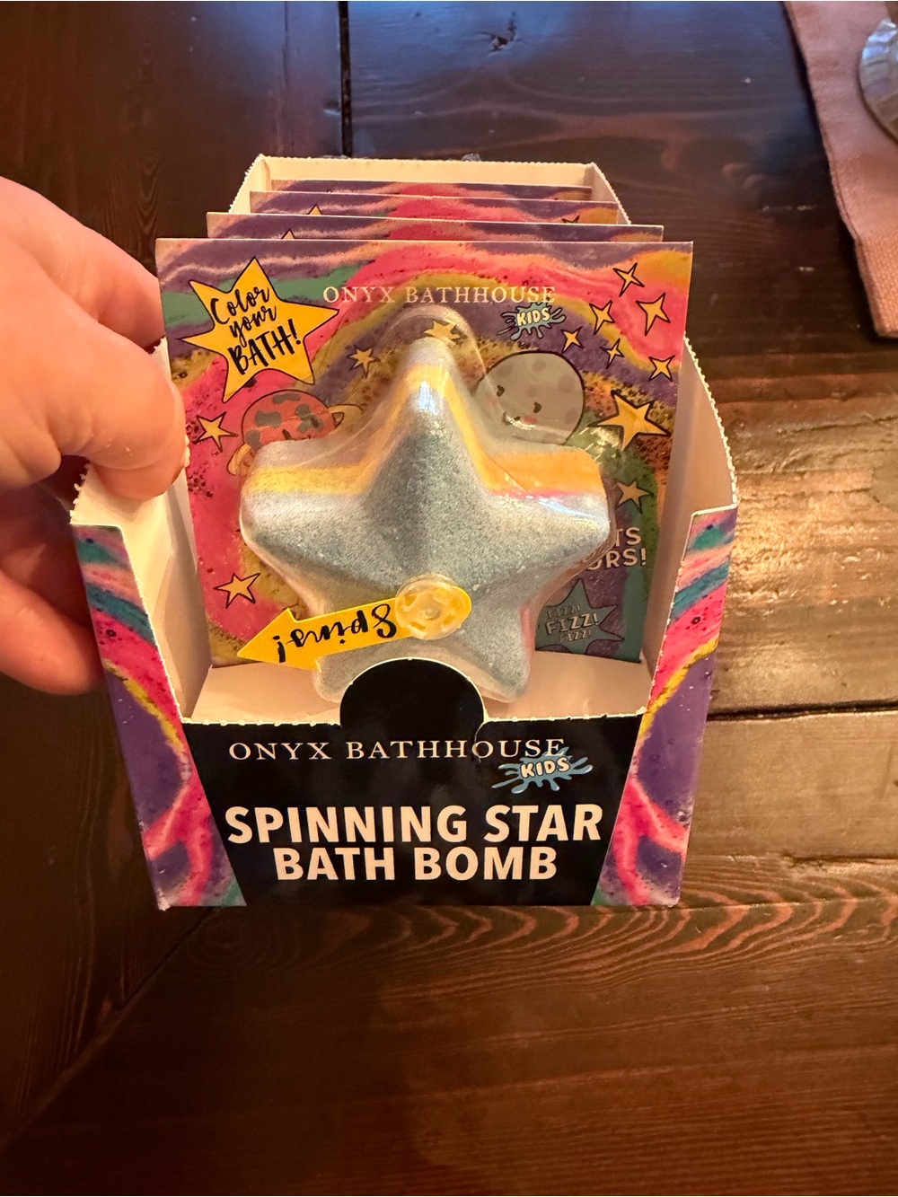 Onyx Bathhouse Spinning Star Bath Bomb Cotton Candy Scent 4 Pack in Display Box